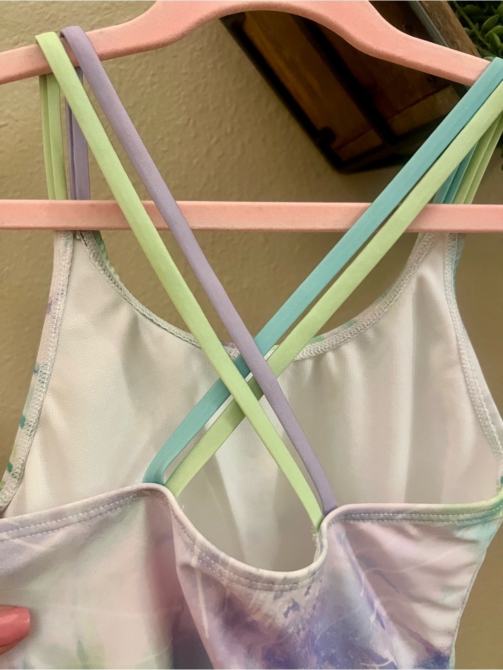 Disney Kids One Piece Swimsuit Pastel Tie-Dye with Green Baby Yoda - Picture 7 of 13